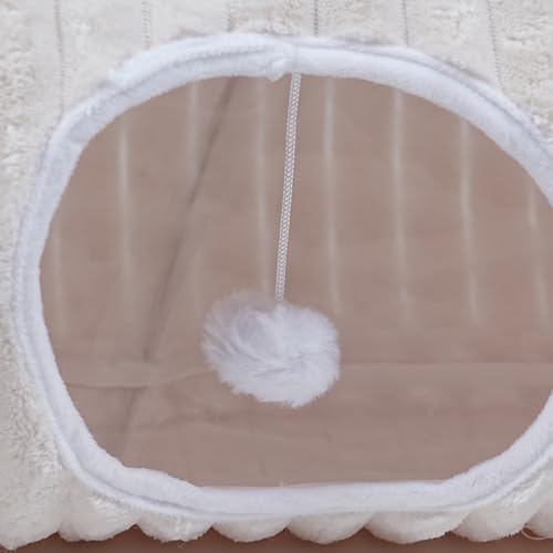 FORMYCATIE Luxurious Cat Tunnel,43" Straight Cat Tunnel Toys with Balls for Indoor,Collapsible Peekaboo Cave for Kitten （White Stripe） - Image 6