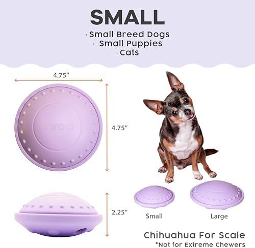 Awoo Flying Saucer Toy - 3-in-1 Silicone Dog Treat Puzzle, Lick Mat and Slow Feeder - for Wet and Dry Food - Dishwasher Safe Pet Toy - Enrichment Game for Dogs up to 30 lbs - Small (Lavender) - Image 2