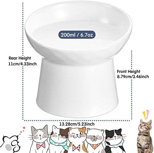 Tanlade 4 Pcs Ceramic Raised Cat Bowls, Elevated Tilted Cat Bowl for Food Water, Stress Free, Backflow Prevention, Dishwasher Microwave Safe, Feeder Dish for Indoor Kitten, Small Dogs(White and Black) - Image 2