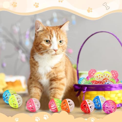 100 Pcs Cat Toy Balls with Bell, Plastic Lattice Cat Jingle Balls Toys - Image 6