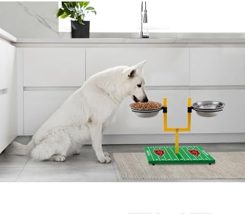NFL Chicago Bears Goalpost Football Field Dog Feeder – Adjustable Elevated Dog Bowls with Stand, 2 Stainless Steel Bowls, Non-Slip Rubber Feet, Raised Pet Feeder for Large & Small Dogs, Cats. - Image 3