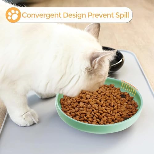 Ceramic Cat Bowls,Shallow Cat Dishes for Food and Water, 6 inch Matte Finish Wide Cat Food Bowl,Whisker Fatigue Free Pet Puppy Kitten Bowl Set of 3,Dishwasher Safe - Image 5
