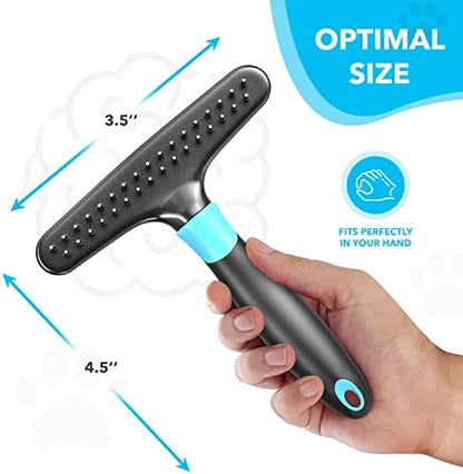 DOGI Deshedding Brush - Undercoat Rake for Dogs, Cats, Matted, Short, Long Hair Coats - Double Row Stainless Steel Pins - Reduce Shedding by 90% (Blue) - Image 5