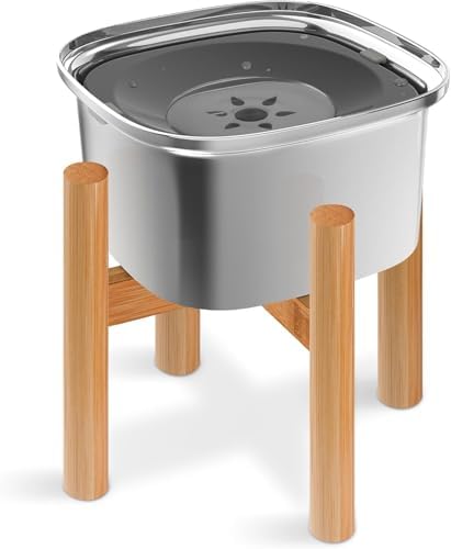 Decflow 3L Elevated Dog Water Bowl, Stainless Steel Raised Food Dispenser with Stand, Large Capacity No Spill Dog Water Bowl for Small, Medium and Large Dogs by Decflow