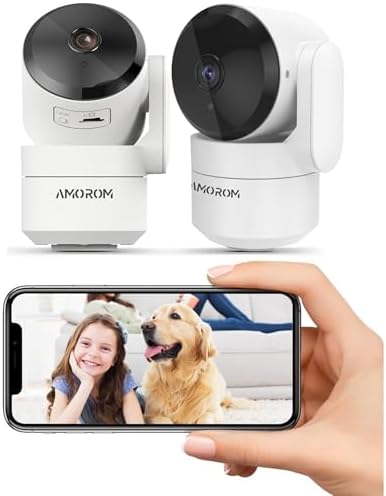360° Indoor Security Camera, Home/Baby/Elderly/Dog/Cat/ Monitoring Cameras by AMOROM
