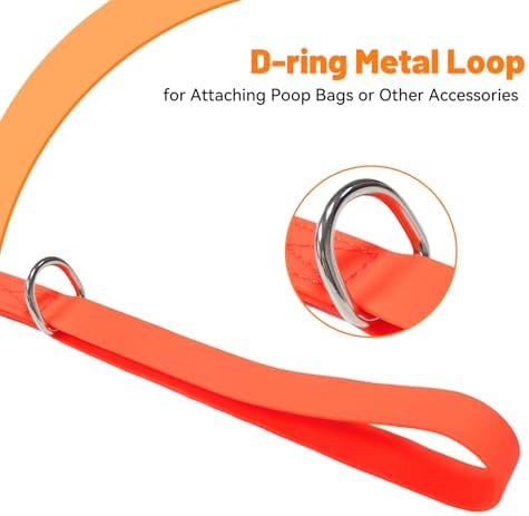 Waterproof Dog Leash, 5/6 FT Durable Odor-Proof Dog Leashes with Strong Metal Hooks Fits Small Medium or Large Dogs (Orange, 5FT - 3/4 inch Width) - Image 3