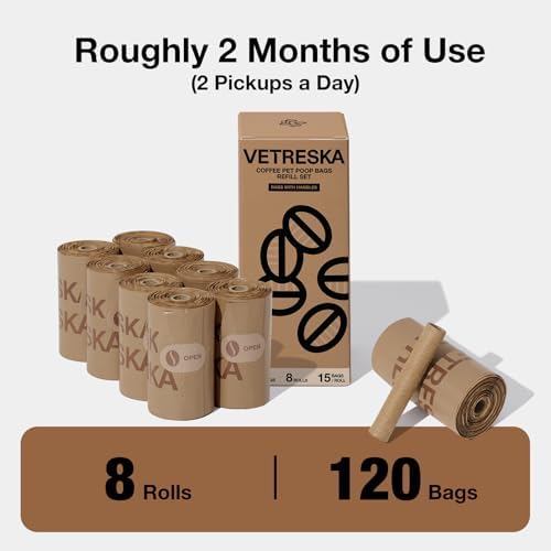 VETRESKA Dog Poop Bags with Handles 120 Count, Coffee Scented Waste Bags - Image 5