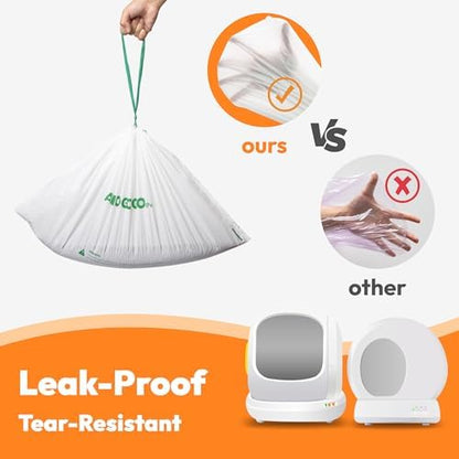 50 Pcs Litter Box Liner Bags, Compatible with Meowant MW-SC01, SC02, SC09 and MW-LR01, Automatic Litter Box Heavy Duty Replacement Waste Bags, Leak-proof Trash Bags, 18.5" x 12.6" - Image 5