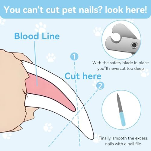 Pet Nail Clippers Kit for Cats and Dogs, Professional Grooming Set with Cat and Dog Nail Clippers, Nail File, Hairbrush, 10 Wet Wipes, Storage Case - Image 4