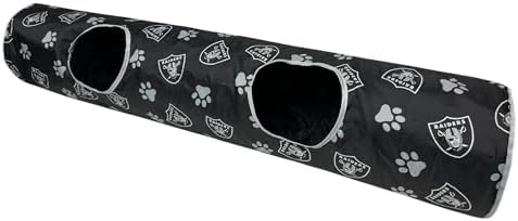 NFL Las Vegas Raiders Cat Tunnel Tube Toy with Plush Football Catnip and Feathers Collapsible Tunnel for Cats to Play, Peek and Hide, Sporty & Fun Cat Tunnel Toy with Team Logo All-Over Design! by PETSFIRST