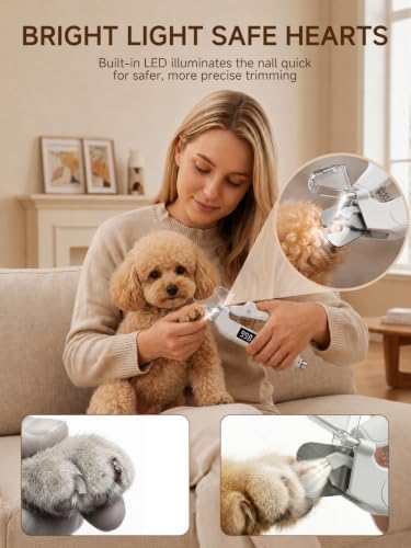 Dog Nail Clippers with Light, 2-in-1 Nail Clipper & Grinder Trimmer for Large Medium Small Dogs Cats, USB Rechargeable, Dual LED Quick Sensor & Safety Guard Portable Home Pet Grooming Tool, 7.09 inch - Image 3