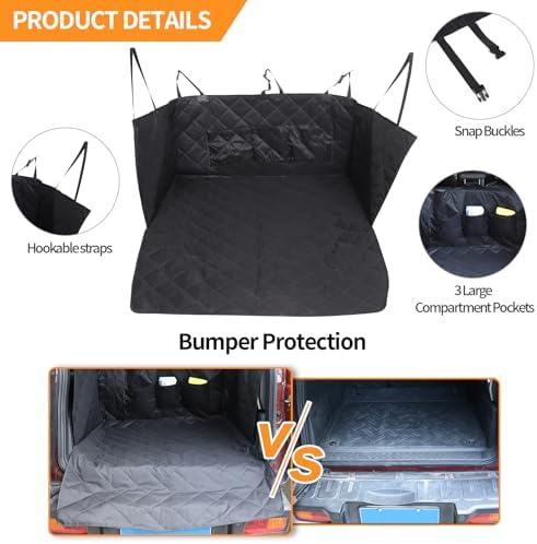 Cargo Liner for Dogs Compatible with Toyota FJ Cruiser 2007-2021, Pet Dog Trunk Cargo Liner, Waterproof Anti-Dirty Pet Cargo Cover Dog Seat Mat, with Bumper Flap Protector (Black) - Image 2