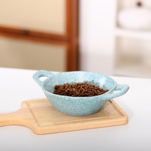 Ceramic Cat Bowl Cats Dishes for Food and Water, 8.3 Inch Dog Bowls, 7 oz Ceramic Cat Food Bowl, Whisker Fatigue Pet Plate, Pet Water Bowls with Handle Perfect for Indoor Cats (Blue) - Image 6