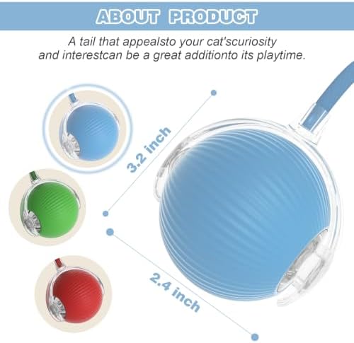 Automatic Interactive Rolling Cats Toys Ball for Indoor, Electric Automatic Rolling Pet Toy, 360° Smart Interactive Rolling Dog Ball Durable and Safe Material for Cat and Dog(Blue) - Image 3