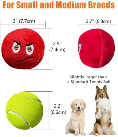 Squeaky Dog Toys, Stuffed Plush Puppy Toy Balls to Keep Them Busy, (4 Pack) Interactive Funny Pet Ball with Squeaker for Puppies Small Breed Medium Dogs - Image 6