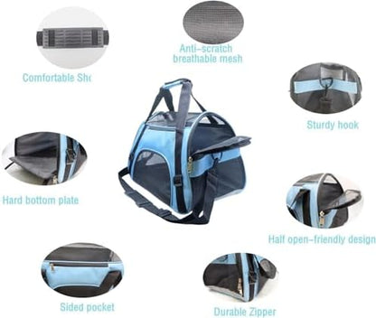 ZaneSun Cat Carrier,Soft-Sided Pet Travel Carrier for Cats,Dogs Puppy Comfort Portable Foldable Pet Bag Airline Approved (Medium-Blue) - Image 4