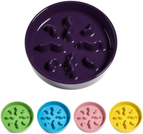 LE TAUCI PET Ceramic Slow Feeder Dog Bowls Small Breed, 0.5 Cups Dog Food Dish for Fast Eaters, Puzzle Bowl for Small Dogs and Cats, 5.5 Inch-Purple by LETAUCIPET