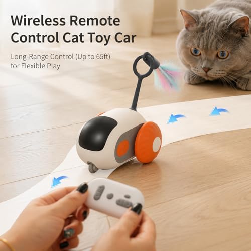 Remote Control Mouse Cat Toy, Smart Interactive Moving Cat Toy Car with Obstacle Avoid, USB Rechargeable Electric Kitten Exercise Toy for Indoor Cats（Orange） - Image 4
