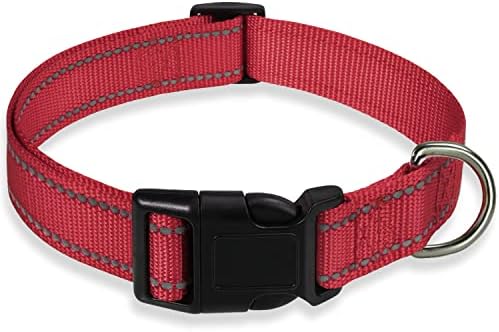 Reflective Dog Collar, Puppy Collar with Buckle Adjustable, Red XS by BOOMIBOO