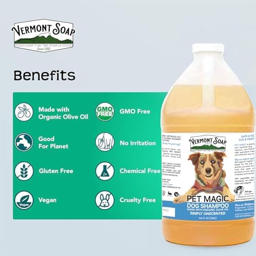 VERMONT SOAP Organic Pet Shampoo, Unscented Natural Dog Shampoo, 64 oz - Image 2