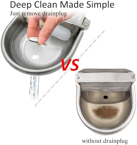 Automatic Water Dispenser for Dog Water Bowl Dispenser Large Size Stainless-Steel Waterer Feeder Self Filling Water Trough for Poultry and Livestock (Metallic Gray, Large) - Image 5