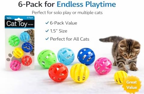 bulk buys Balls with Bells Cat Toys Set, Medium Breeds, 2 Packs. Includes 12 Balls. - Image 5