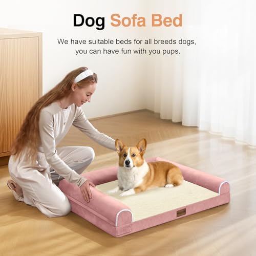 NANUYA Orthopedic Dog Bed for Medium Dogs, 28 x 19 Inch, Pink - Image 3