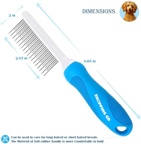 Detangling Pet Grooming Comb for Dogs & Cats with Long & Short Stainless Steel Metal Teeth for Removing Tangles and Knots - Dematting Brush to Detangle Matted Hair - Image 3