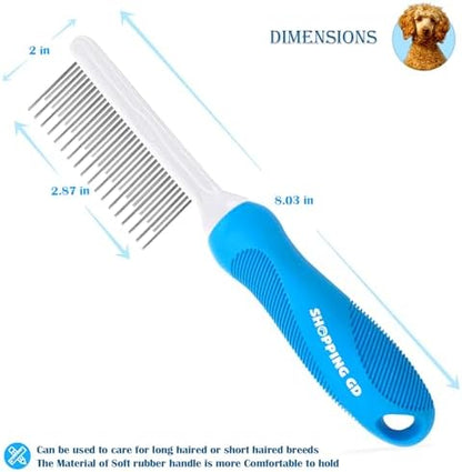 Detangling Pet Grooming Comb for Dogs & Cats with Long & Short Stainless Steel Metal Teeth for Removing Tangles and Knots - Dematting Brush to Detangle Matted Hair - Image 3