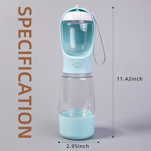 3-in-1 Portable Dog Water Bottle Leak Proof 14oz Blue - Image 2