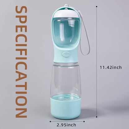 3-in-1 Portable Dog Water Bottle Leak Proof 14oz Blue - Image 2