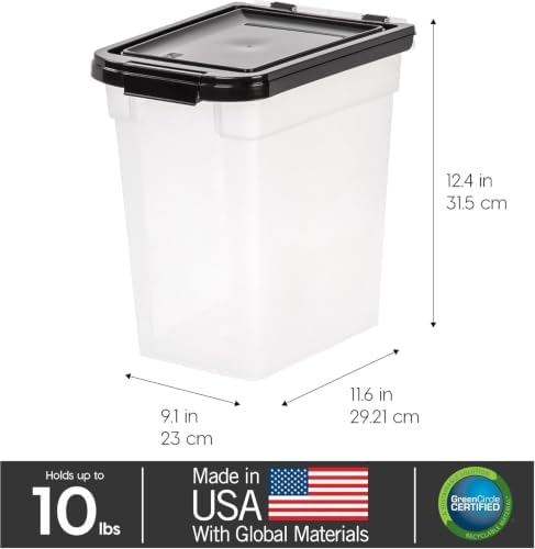 IRIS USA Dog Food Storage Container, Up to 10 lbs, Clear/Black, Made in USA - Image 3