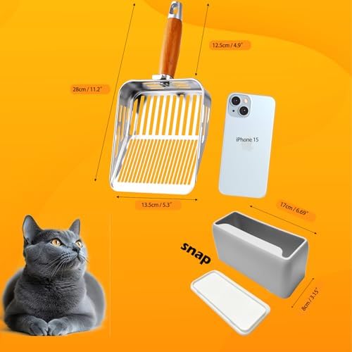 Rustproof & Unbreakable 304 Stainless Steel Metal Cat Litter Scoop with Holder Stand, One-Piece Pressed Design with No Welds, Easy Bottom Scooping, Reinforced Anti-Break Handle - Image 6