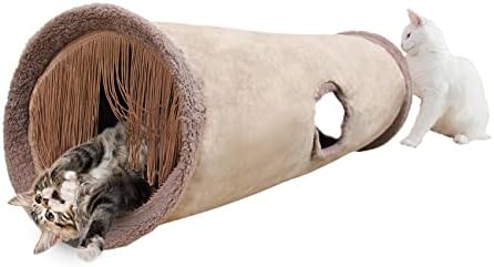 Petest Collapsible Cat Tunnel Pet Play Tube Crinkle Tunnel with Cat Toys，Length 35" Diameter 9.7" by Petest