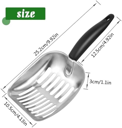 Cat Litter Scoop -Metal Cat Litter Scoop-Sturdy Mesh Scooper - Mesh Shovel-Easy to Clean - Suitable for Cat Litter Box -Black - Image 2