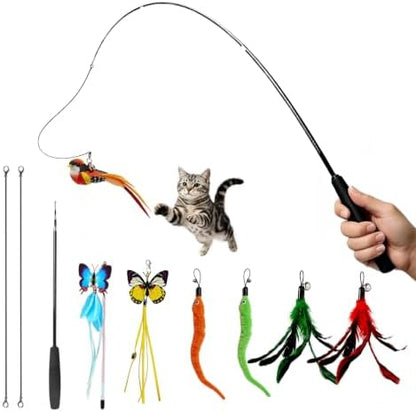 11PCS Interactive Cat Toy Set with Feather Wands for Kittens & Cats by Unknown