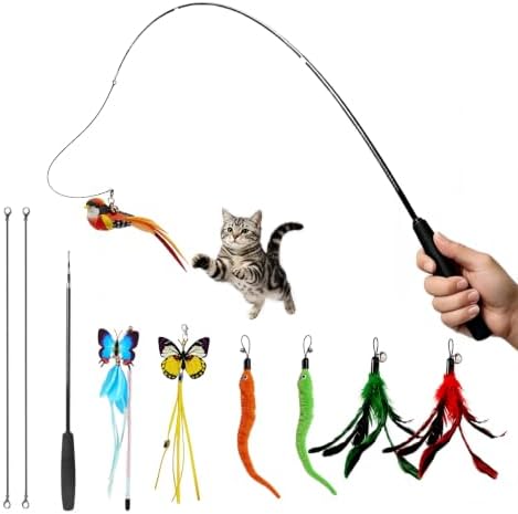 11PCS Interactive Cat Toy Set with Feather Wands for Kittens & Cats by Unknown