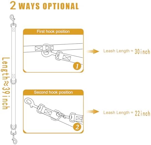 Double Ended Dog Leash,for Obedience Training Easy to Use,Lightweight,Soft for Large and Medium Dogs (Black, 1M*2.5CM) - Image 2