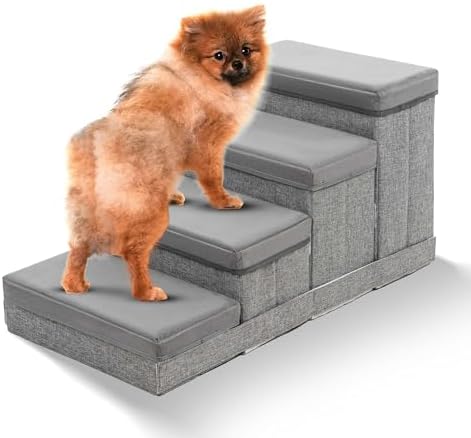 BOSQUE Dog Stairs for High Bed, Foldable Pet Stairs for Small Medium or Large Dogs Puppy with Storage for Bed or Couch, Cat Dog Steps Ramp with Zip up to 200 lbs by Unknown