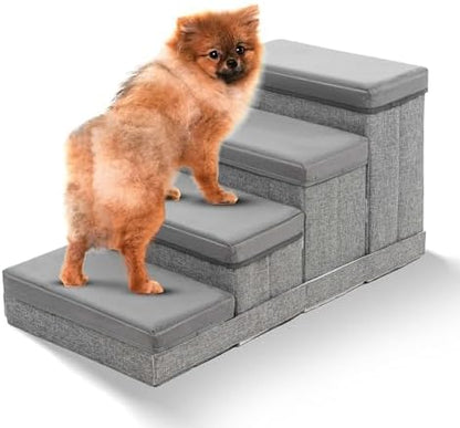 BOSQUE Dog Stairs for High Bed, Foldable Pet Stairs for Small Medium or Large Dogs Puppy with Storage for Bed or Couch, Cat Dog Steps Ramp with Zip up to 200 lbs by Unknown