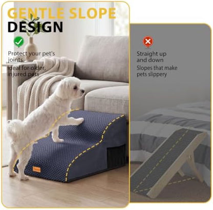 2-Step Dog Stairs for Small Dogs, Non-Slip Foam Pet Steps for Low Couch Bed - Image 4