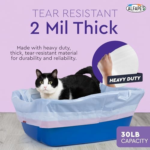 Cat Litter Box Liners Alfapet Heavy Duty Flat Bottom - Extra Giant10 Count - Tear-Resistant Cat Litter Bags - Kitty Litter Liners for Rectangular Litterbox Pans, 36” x 18” x 2MIL Thick 30 lb Capacity - Image 4