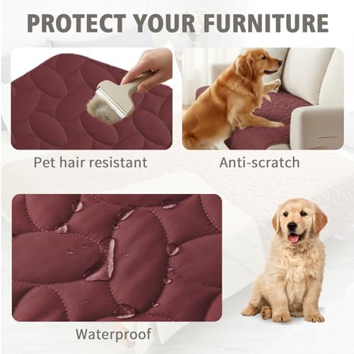 Ameritex Waterproof Pet Bed Cover Anti-Slip Dog Bed Blanket for Sofa and Furniture Waterproof New Pattern Design (Burgundy, 30x80 Inch (Pack of 1)) - Image 2