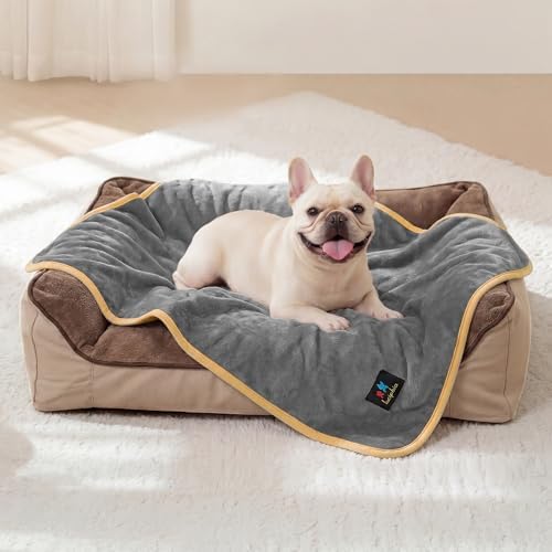 Luciphia Waterproof Pet Blanket, Washable Reversible Sherpa Fleece Throw by luciphia