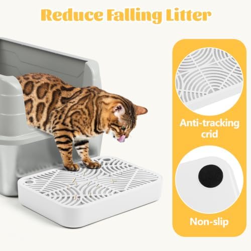 Cat Litter Box Ramp, Litter Box Step Mat with Filter Function for Self-Cleaning Cat Litter Box, Easy to Clean, Cats Pedal Step Stool Ideal for Kitten & Elderly Cats (White) - Image 4