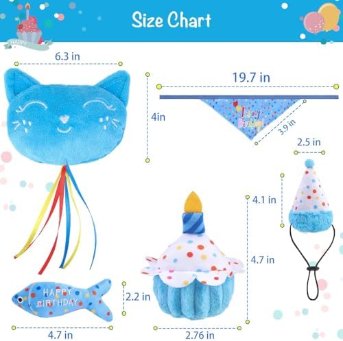 BINGPET Cat Birthday Decorations Outfit, 5 Pcs Catnip Toys for Indoor Cats - Image 4