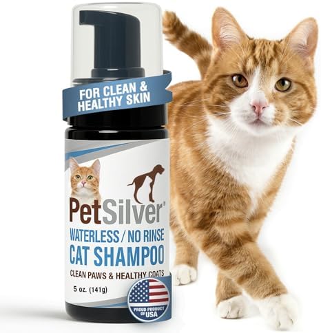 PetSilver Waterless Cat Shampoo, Sensitive Skin, Fragrance-Free, 5 fl oz by PetSilver