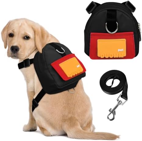 Dog Backpack for Small Dogs to Wear,Cute Pet Puppy Harness Backpacks with Leash Adjustable Dog Self Carrier Bag for Travel Hiking Daily Walking (M, Black) by DoggieKit