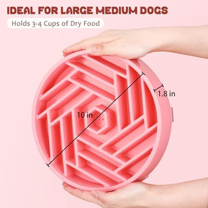 WHIPPY Slow Feeder Dog Bowl, Puzzle Maze Design to Slow Down Eating, 3-Cup Capacity, Anti-Gulping Food Bowl for Medium & Large Dogs,Pink - Image 5
