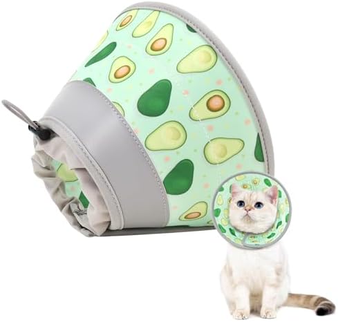 Cat Cone Collar Soft to Stop Licking, Adjustable, Foldable Lightweight Kitten Cones After Surgery Recovery for Cats & Kittens, Cat Cone Alternative, Easy Eating (Avocado Green, S) by GoGoPaw